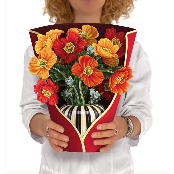 Freshcut Paper Pop Up-kort, franske blomster, 12 tommer livsstil Forever Flower Bouquet 3D pop-up-lykønskningskort med blankt notekort og kuvert French Blooms
