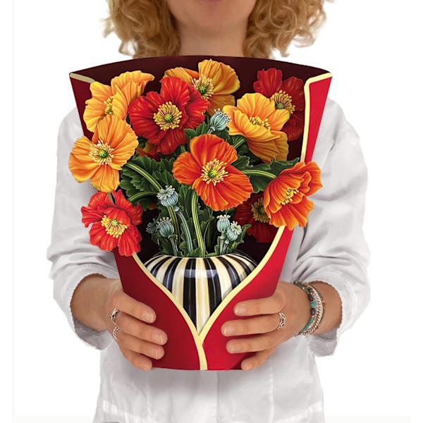 Freshcut Paper Pop Up -kortit, ranskalaiset kukat, 12 tuuman elinikäinen ikuinen kukkakimppu 3D-popup-onnittelukortit tyhjällä muistiinpanolapuulla ja kirjekuorella French Blooms