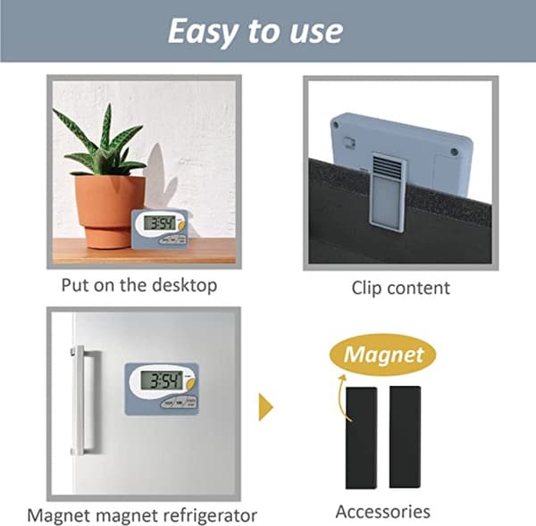 Digital dubbel kökstimer, matlagningstimer, timer med magnetisk baksida, på/av-knapp stoppur (blå)