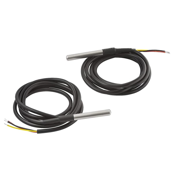2 x 1 m rustfrit digitalt temperatursensor kabel, vandtæt kompatibel