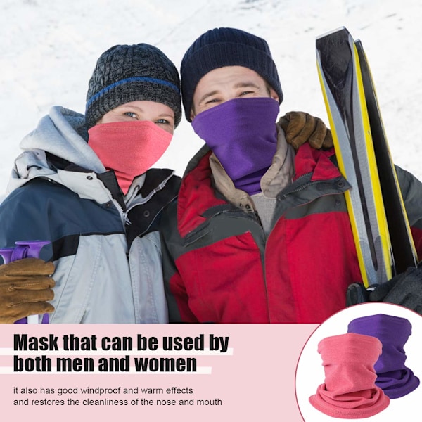 Vinterhalsvarmer Fleece Vindtett Halskrage Snood for Menn Kvinner Kaldt Vær Ansiktshalsduk Hodeplagg for Ski Løping Sykling Rose+purple