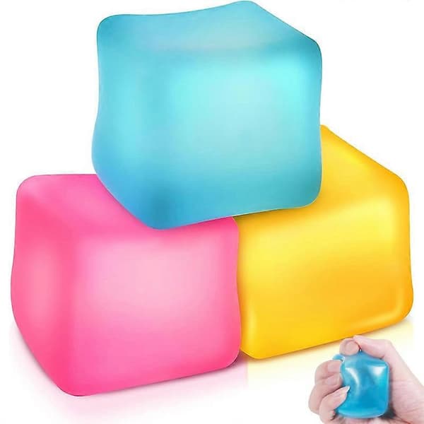 3-pakning Stress Ice Cube Squishy Stressballer for voksne og barn, sensorisk fidgetleke