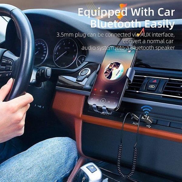 Bluetooth-lisälaite, Bluetooth-langaton vastaanotin, sisäänrakennettu mikrofoni Aux-in handsfree-puheluihin, Plug & Play, automaattinen käynnistys auton kaiuttimelle