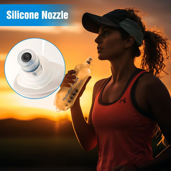250ML Myk Flask, TPU Foldbar Løpehydreringsflaske, Myk Sammenleggbar Vannflaske for Hydreringspakke Sykling Maraton Løping Fotturer, Hvit White 250ml