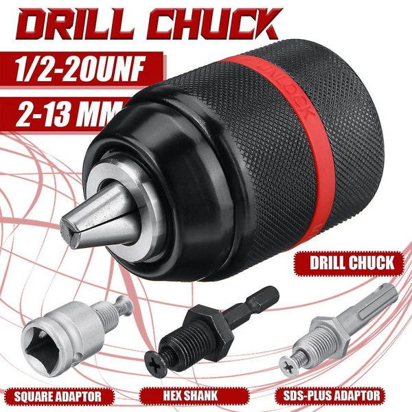 Metall Tungt 13mm Nøkkelchuck Hex /sds/socket Kvadrat Hunn Adapter Maskinvareverktøy Profe