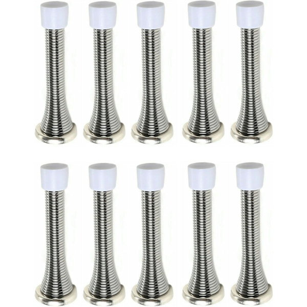 Seinään kiinnitettävä kromattu jousi-ovenpysäytin, jousitettu pysäytin, jalkalistan puskuri (10 kpl) Pack of 10