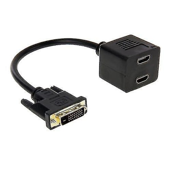 29,5 cm Dvi 24+1 stift hane till 2 x HDMI hona splitterkabel (svart)