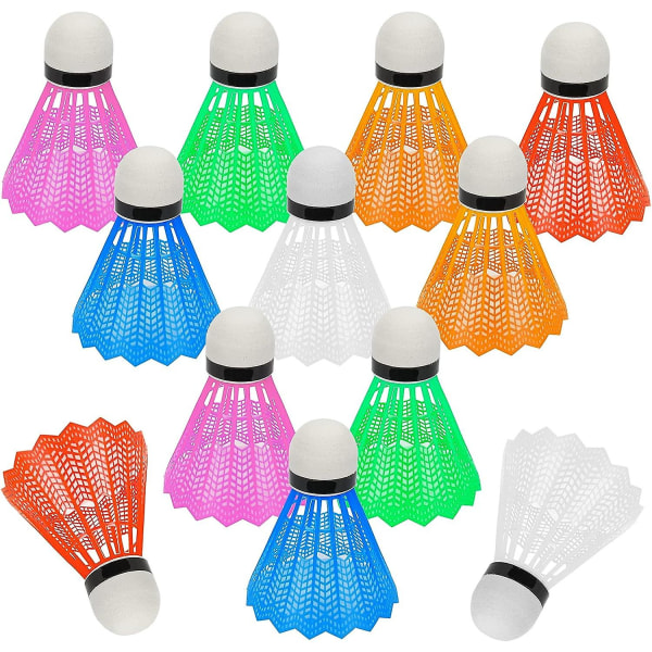 12 plastik fjerbolde Badminton skyttehaner Indendørs Udendørs Træning Sport Havespil Tilfældig farve