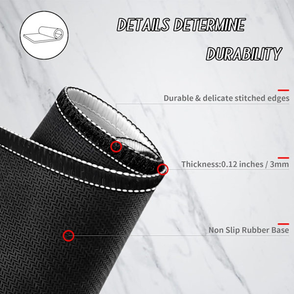 Musematte Gaming Stor Skrivebordsmatte (31,5 x 11,8 x 0,12 tommer) Vaskbar Stor Musematte, Japansk Musematte med Antiskli Gummibase, Utvidet Mo MousPad Y1 XL