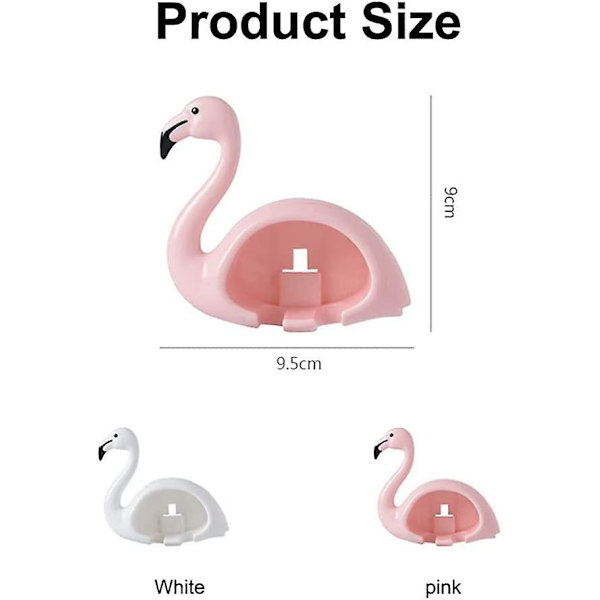 Suloinen eläinhammasharjan pidike lapsille Flamingo-muotoinen kylpyhuoneen järjestäjäteline | Itsekiinnittyvä seinäkiinnitys Ei porausta | Vahva ABS-materiaali (2 kpl, P