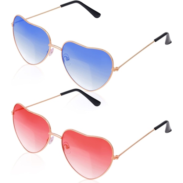 Hippie Specs Solbriller, John Lennon Briller Festival Rave Solbriller, Funky Retro Briller til Fancy Dress Kostume, Juleaften Æske til Børn - Hip 2PCS Blue & Pink One Size