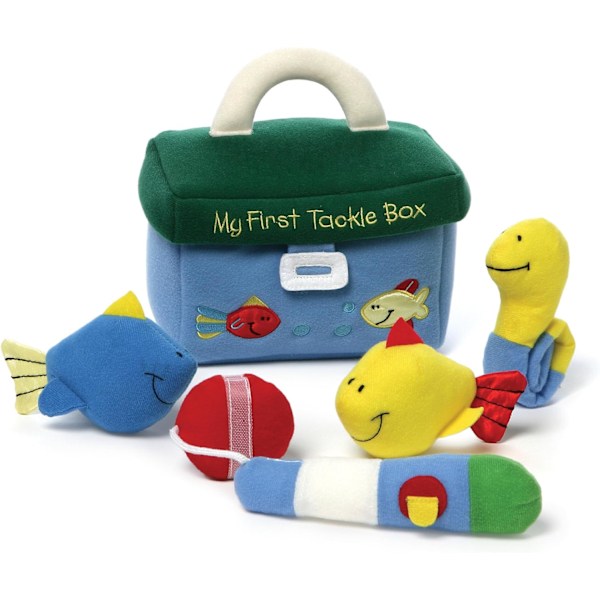 Baby Play Soft Collection, My First Tackle Box 5-osainen Pehmolelusetti Ratinan, Piipon ja Rypistyslelujen kanssa, Aistipeli Vauvoille ja Uusille Tackle Box