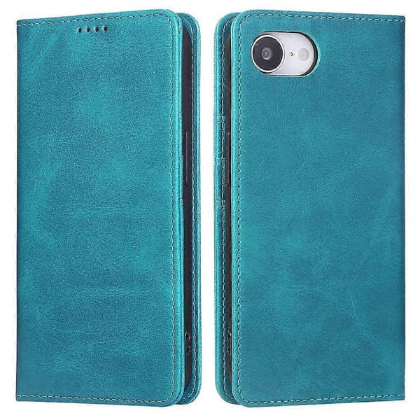 Fodral för iPhone 16e PU Läder Plånboksfodral Peacock Blue