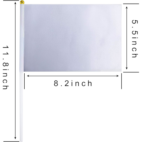 25 Pakke Ensfargede Hvite Blanke Flagg Små Mini Enkle Hvite DIY Flagg På Pinne, Festdekorasjoner for Parader, Storåpning, Barnebursdag, Fest Til Og Med White