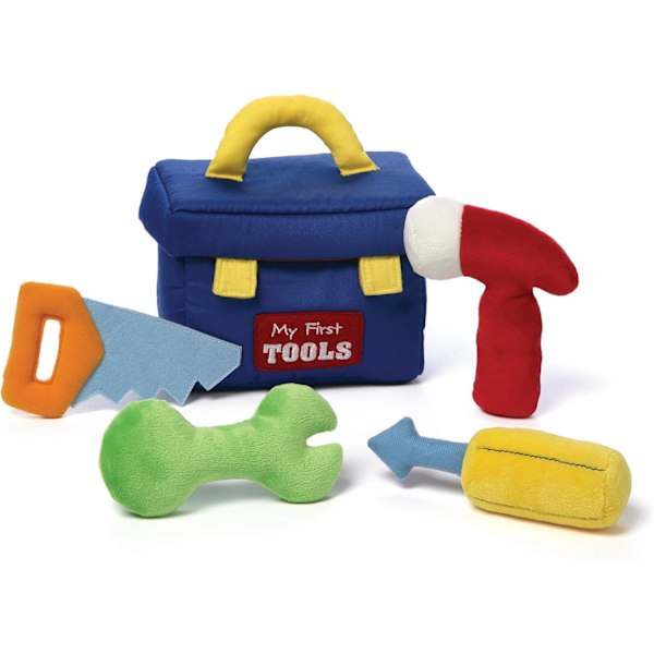 GUND Play Soft -kokoelma, My First Toolbox 5-osainen pehmeä leikkisetti, jossa on rätinä, piipittäjä ja rypistyspehmoleluja, aistipeli vauvoille ja vastasyntyneille Tool Box