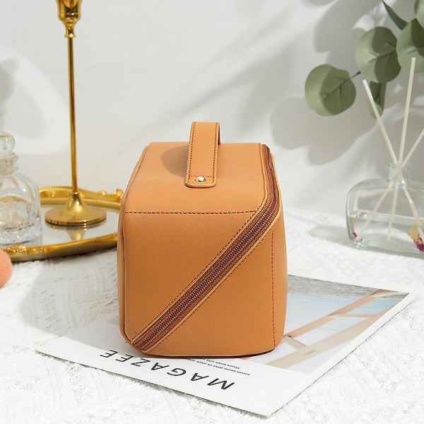 Travel Makeup Bag Large Capacity Cosmetic Bag Makeup Bag Portable Storage Bag Waterproof Pu Leather Cosmetic 1pc