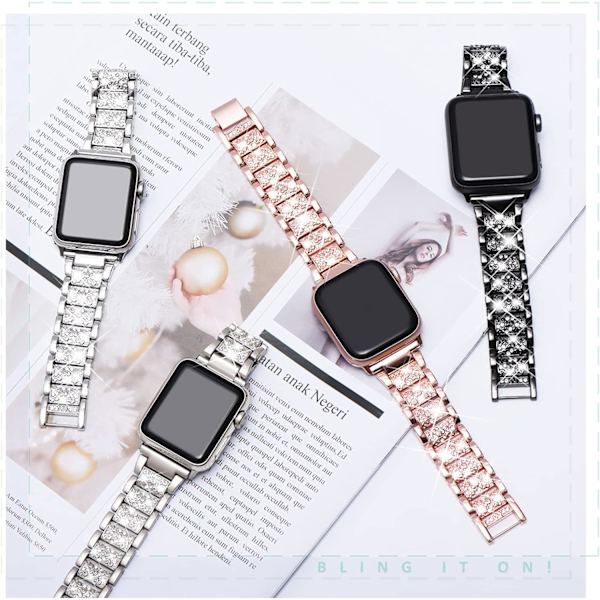 Yhteensopiva Apple Watch -hihnoille 49 mm 45 mm 44 mm 42 mm, naisten bling-timantti- ja strasshihnoille Apple Watch SE:lle (GEN 1 2 3) iWatch-hihnalle Ultra 2/1 Se BlingStarlight(2023) 49mm/45mm/44mm/42mm