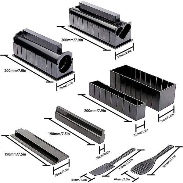 10 stykker sushiformer Sushi tilberedningssett Sett Risrullsett Sushi Diy