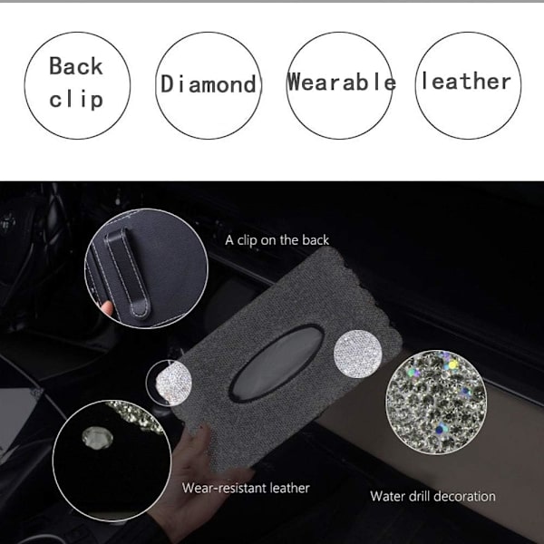 Bling Bling Läder Bil Tissue Box Black