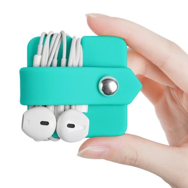 Høretelefon-organizer / Kabeloprul / Silikone kabelholder (Blå, 1 stk.)