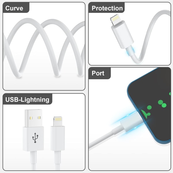 iPhone-laturikaapeli, 4 kpl 3FT/1M MFi-sertifioitu Lightning-kaapeli Apple Fast Charging -kaapeli yhteensopiva iPhone 14 13 12 11 XS XR X Pro Max Mini 8