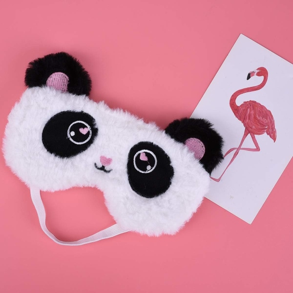 Søt Panda Sovemaske Myk LUN Plysj Blindfold Funny Novelty Sovemaske Øyeskjerm Øyeskjerm for jenter Gutter Kvinner Menn Barn Nattlur Reise Med