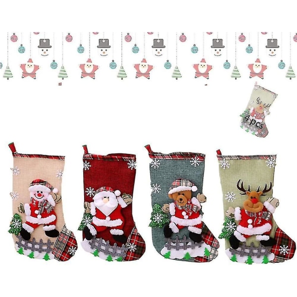 4kpl Nikolausstrumpf Set,weihnachtsstrumpf Sktte,nikolausstiefel Socken,weihna