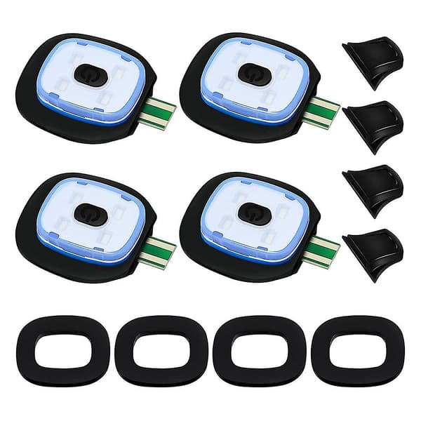 USB genopladelig LED-hat, 4 stk., lys, medium og lav lysstyrke LED-