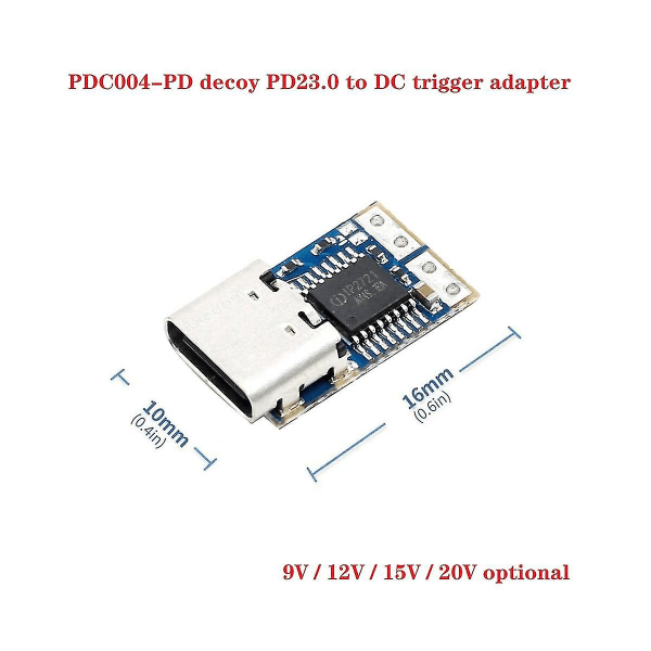 Pdc004-pd Decoy Modul Pd23.0 To Dc Dc Trigger Förlängningskabel Qc4 Laddare Type-c Pd Decoy (9v)