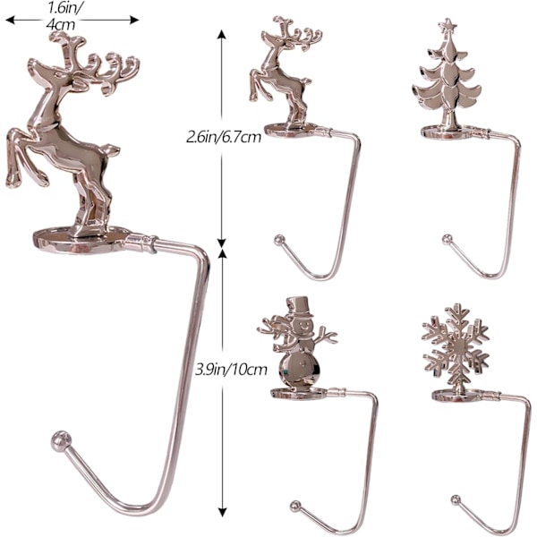 3-pak 45 cm strikkede jule-sokker, store rustikke julesokker i garn til familiens julepynt SILVER