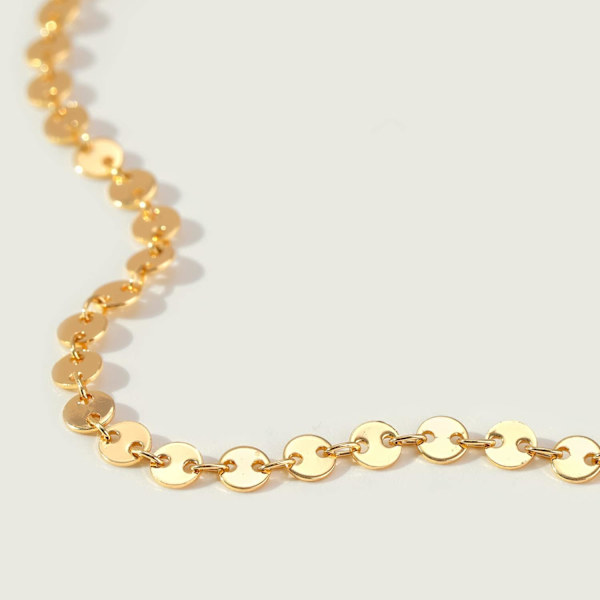 Armband för kvinnor 14K guldpläterad delikat kedja enkelt smycke sött för flickor Coin Chain 2 Layer Satellite Chain