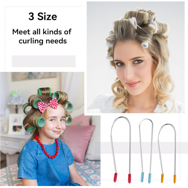Varme krølleclips udskiftning varme rulle clips assorteret varme rulle sikringsstifter passer til ¾'', 1”,1¼ tommer ruller og krøller(20stk)