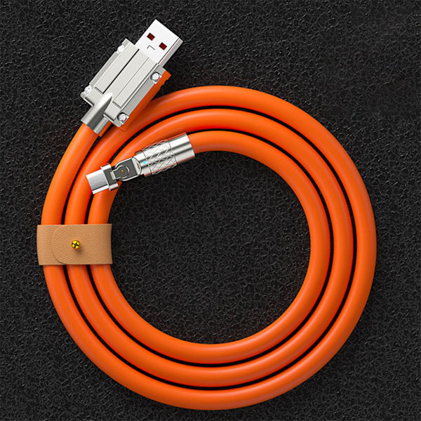 Nopea latauskaapeli Usb To C -johto 180 asteen kääntyvä oikea kulma -pää matkapuhelimen nopeaan lataamiseen 1m Android pieni suu oranssi