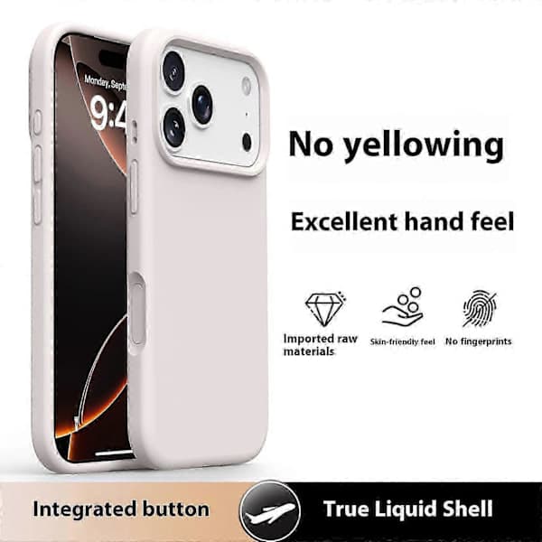 iPhone 17 Pro Max-deksel Mykt mikrofiberfôr, flytende silikon + PC-beskyttelse Lys kaffe Lys kaffe Light Coffee