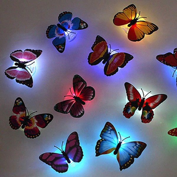 10 st fjärilsnattlampa, fjäril LED natt kreativ färgväxlande dekorationslampa vägglampa självhäftande fjärilsnattlampa för barn Random Color