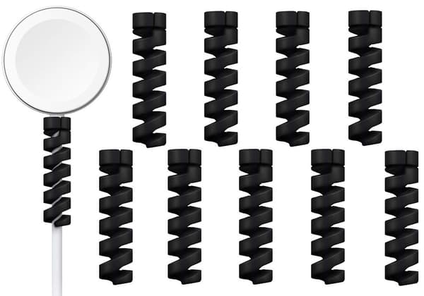 10-pak Spiral Kabelbeskyttere - Oplader Sort sort