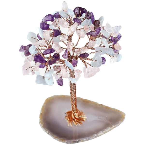 Ametist Kristallträd Naturlig Reiki Healing Kristall Ädelsten Bonsai Pengaträd Feng Shui Kristallträd För Hem Färgglad 02