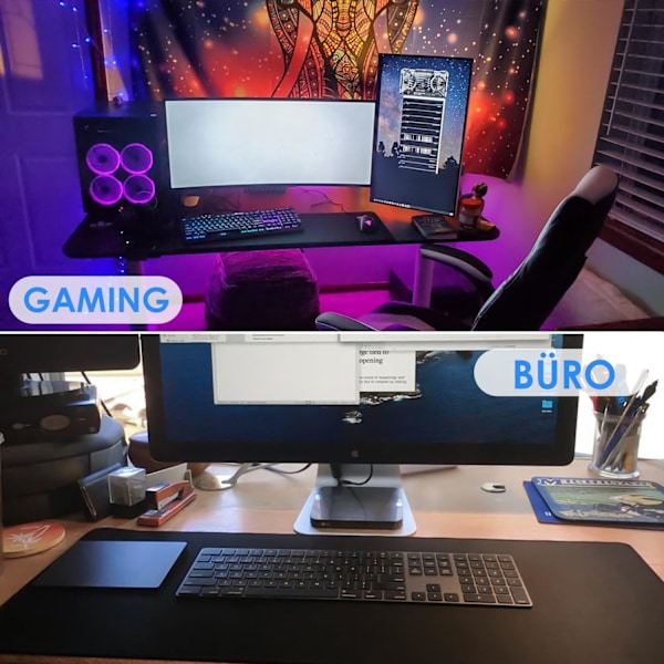 800x400x3mm Stor Gaming Musemåtte med Syede Kanter, XL Musemåtte med Skridsikker Bund, Udvidet Stor Størrelse Tastatur Skrivebordspude med Vandafvisende S Black 800x400mm