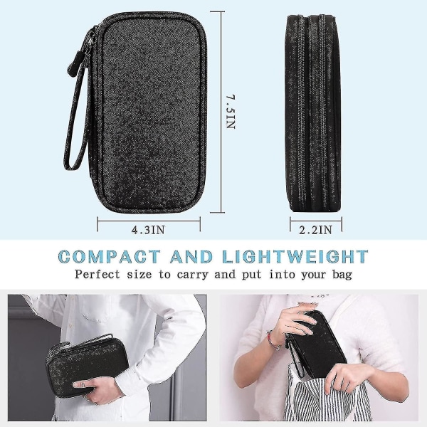 Electronic Organizer, Travel Cable Organizer Bag Pouch Electronic Accessories Carry Case Portable Waterproof Double Layers All-in-one Storage Bag, Bla