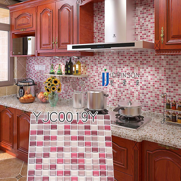 3d mosaik fliser klæbende væg vandtæt selvklæbende flise mærkat 23,6x23,6 cm til køkken badeværelse-4 stk.