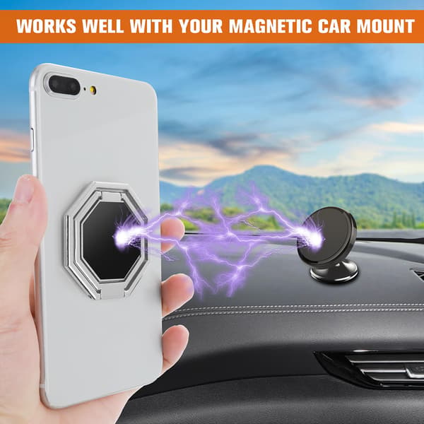 Telefon Ring Holder Fingerstøtte, 360° Rotation Foldbart Stativ Justerbart Kompatibelt med De Fleste Smartphones (Sort)