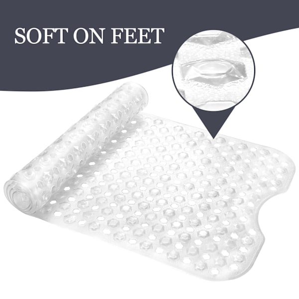 Halkfri badrumsmatta Lyxig extra lång badkarsmatta Säker stark sugkopp och dräneringshål Badrumstillbehör Transparent vit 100*40cm White 100*40cm