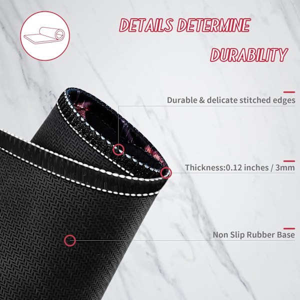 Musematte Gaming Stor Skrivebordsmatte (31,5 x 11,8 x 0,12 tommer) Vaskbar Stor Musematte, Japansk Musematte med Antiskli Gummibase, Utvidet Mo MousPad Y8 XL