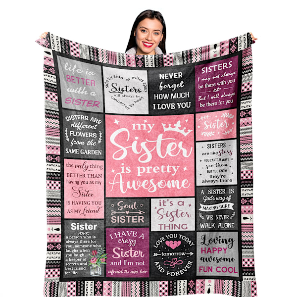 Plaid. Gaver fra søster til søster, bedste søstergaver til kvinder, fødselsdagsgaver til søster, blødt plaid til søster 150*130 sisters