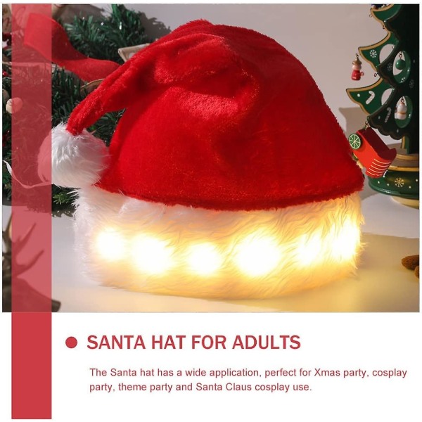 Led Santa Hat Light Kevyellä aikuisten lomahattulla Klassinen joulupukkihattu