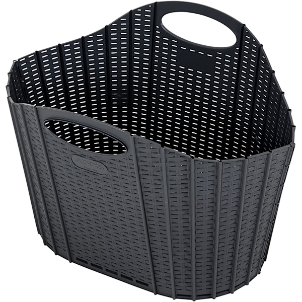 Rattanflätad Vikbar Klädkorg Tvättkorg, Kol Svartgrå, 38 Liter Charcoal Grey 38 Litre