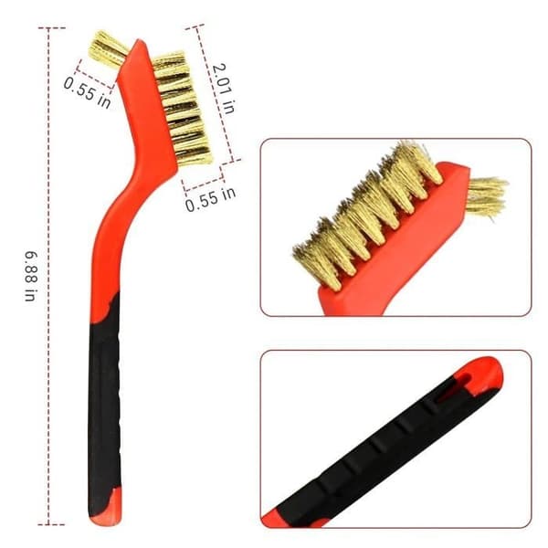 18 cm stålborstset, för rengöring av rost/stål/detaljer, robust böjd borste för hårda ytor.