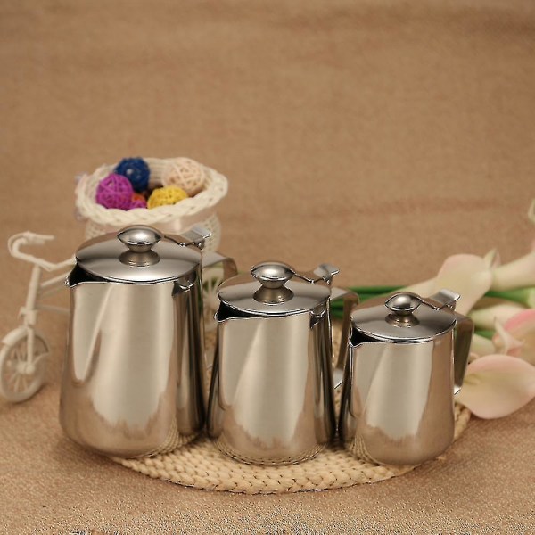 Silver S Less Steel Mjölkskummare Mjölkskum Behållare Mjölk Espresso Mätning S
