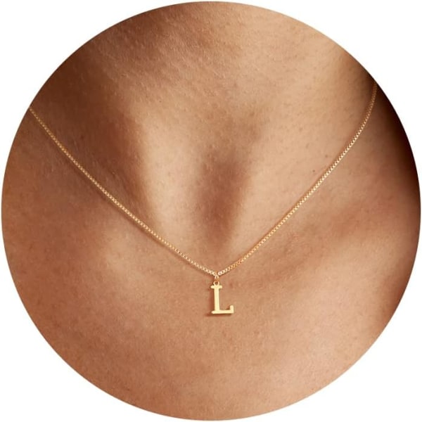 Guld initiala halsband för kvinnor flickor, läckert guld brevhalsband Tiny A-Z hänge Choker halsband Trendigt sött personligt monogram namn halsband L