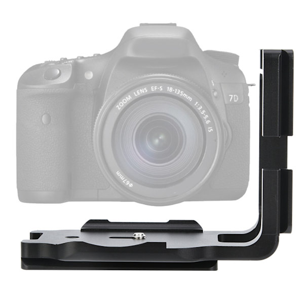 Aluminiumslegering Sort Quick Release L-plade Håndgreb til Canon 7D kamera